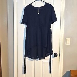 BLOOMCHIC INDIGO TEXTURED HI LOW BLOUSE 12